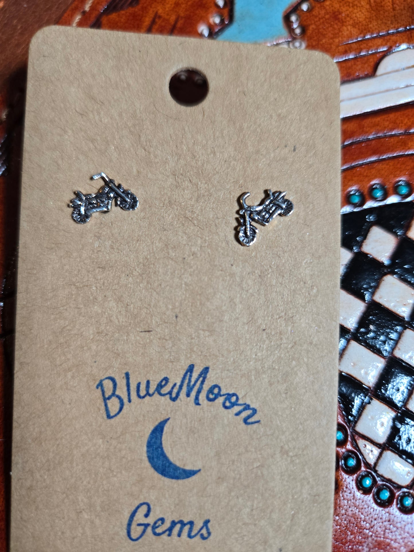 Sterling Silver Motorcycle Studback Earrings