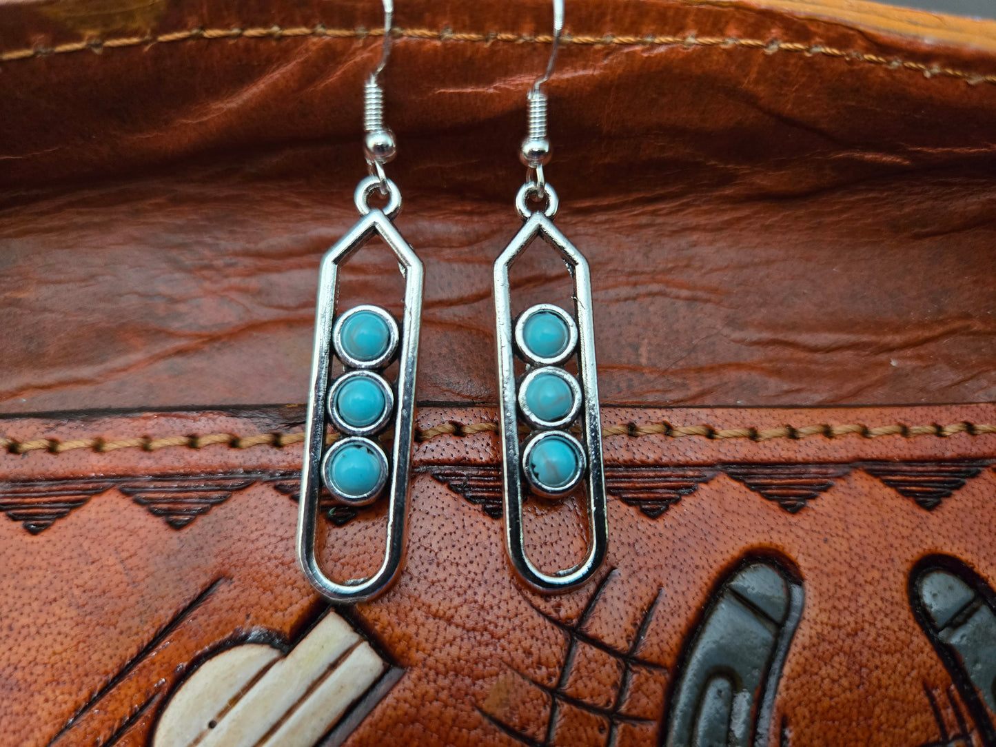 Silver and turquoise with sterling silver hook
