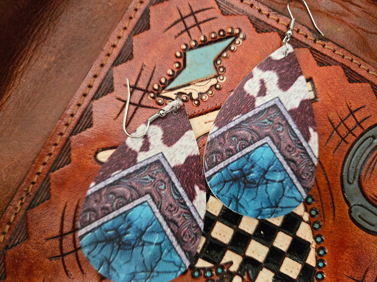 Faux Leather w/sterling ear hooks